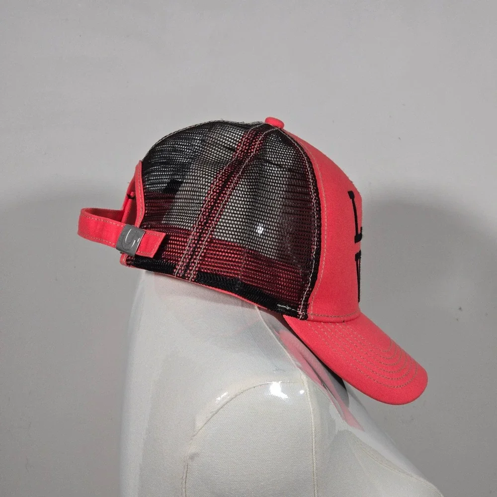 True Religion LOVE Trucker Hat Unisex  Red Pink Black Mesh Embroidered Strapback
